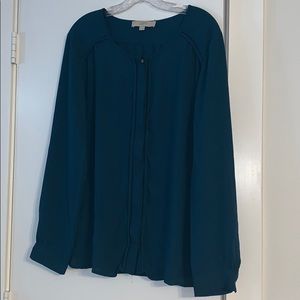 Loft Teal Long-Sleeve Blouse